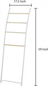 img 1 attached to Decorative Metal Towel Storage Ladder: White Chrome-Plated And Curved Design With 4 Rungs, Non-Slip Feet And Easy Wall Leaning For Drying And Organizing Bath Towels