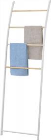 img 2 attached to Decorative Metal Towel Storage Ladder: White Chrome-Plated And Curved Design With 4 Rungs, Non-Slip Feet And Easy Wall Leaning For Drying And Organizing Bath Towels