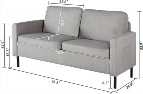img 2 attached to Light Grey STHOUYN 56" W Fabric Loveseat Sofa With 2 USB, Small Couches For Living Room, Bedroom, Office - Easy Assembly & Comfy Cushion