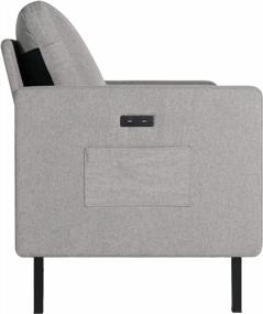 img 1 attached to Light Grey STHOUYN 56" W Fabric Loveseat Sofa With 2 USB, Small Couches For Living Room, Bedroom, Office - Easy Assembly & Comfy Cushion