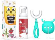 kids strawberry u shaped toothbrush toothpaste set with extra cleaning power logo