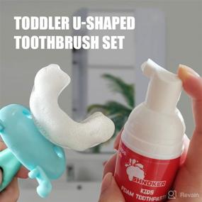 img 1 attached to Kids Strawberry U Shaped Toothbrush Toothpaste Set with Extra Cleaning Power