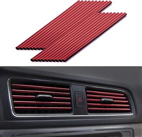 img 4 attached to 🚗 SINGARO Car Air Conditioner Air Outlet Decorative Strips - Bendable DIY Strips for Universal Use - Enhance Car Interior with 20 Pieces (Red)!