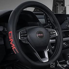 img 4 attached to GMC Universal 15-Inch Black Steering Wheel Cover - DIY Sewing for Perfect Fit