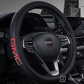 img 2 attached to GMC Universal 15-Inch Black Steering Wheel Cover - DIY Sewing for Perfect Fit