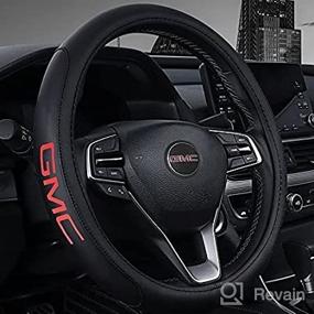 img 1 attached to GMC Universal 15-Inch Black Steering Wheel Cover - DIY Sewing for Perfect Fit