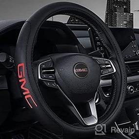 img 3 attached to GMC Universal 15-Inch Black Steering Wheel Cover - DIY Sewing for Perfect Fit