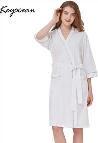 img 3 attached to Cotton Bathrobe For Women With Pockets - Soft And Cozy Sleepwear Loungewear By Keyocean
