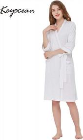 img 1 attached to Cotton Bathrobe For Women With Pockets - Soft And Cozy Sleepwear Loungewear By Keyocean