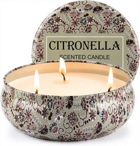 img 4 attached to Long Lasting Citronella Scented Candles With 3 Wicks - Tobeape 14.5 Oz Decorative Candles For Indoor & Outdoor Use, Perfect For Home, Patio, Garden, Camping, Picnics And BBQs With 80 Hours Burn Time