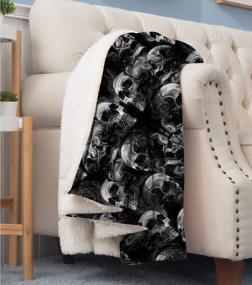 img 1 attached to Stay Warm And Spooky With ALISISTER'S Hooded Halloween Skull Blanket - Perfect For Home And Couch!