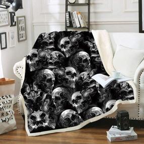 img 2 attached to Stay Warm And Spooky With ALISISTER'S Hooded Halloween Skull Blanket - Perfect For Home And Couch!