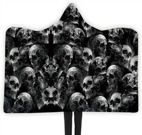 img 4 attached to Stay Warm And Spooky With ALISISTER'S Hooded Halloween Skull Blanket - Perfect For Home And Couch!