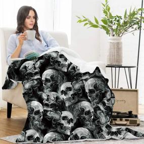 img 3 attached to Stay Warm And Spooky With ALISISTER'S Hooded Halloween Skull Blanket - Perfect For Home And Couch!