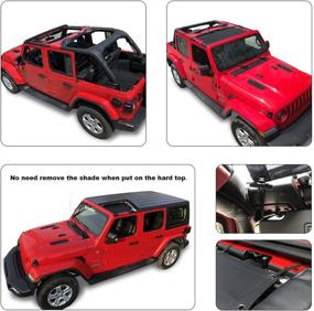 img 2 attached to Shadeidea Sun Shade for Jeep Wrangler JL Unlimited (2018-Current) - Front Black 🌞 Mesh Screen Sunshade - Top Cover UV Blocker with Grab Bag - 10 Years Warranty