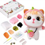 🎨 all-in-one beginner felting kit: complete with instructions, doll making manual, felting needles, foam mat, and more for diy home decoration and craft animal logo