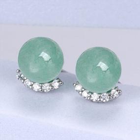 img 3 attached to Jade Stud Earrings For Women Natural Green Small Jade Sterling Silver Hypoallergenic Cubic Zirconia Earrings Lucky Jewelry Gift For Graduation Birthday Anniversary Holidays (6.5Mm Sphere, Light Green)