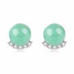 jade stud earrings for women natural green small jade sterling silver hypoallergenic cubic zirconia earrings lucky jewelry gift for graduation birthday anniversary holidays (6.5mm sphere, light green) logo