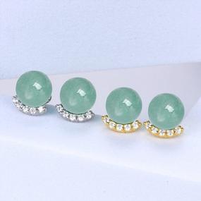 img 1 attached to Jade Stud Earrings For Women Natural Green Small Jade Sterling Silver Hypoallergenic Cubic Zirconia Earrings Lucky Jewelry Gift For Graduation Birthday Anniversary Holidays (6.5Mm Sphere, Light Green)