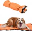 large orange portable dog pad by ameriluck - anti-slip, waterproof, easy-carry travel pet mat that's machine washable logo