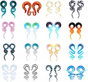 img 1 attached to Teal Teardrop Spiral Glass Ear Taper And Plug Set - Sizes 4G-16Mm - Piercing Jewelry By BodyJ4You
