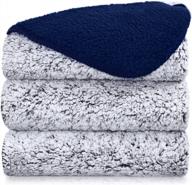 пушистое флисовое одеяло sherpa для дивана, дивана и кровати, ультра уютное теплое легкое одеяло - темно-синий 60x80 дюймов логотип