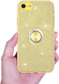 img 3 attached to Glitter Bling Sparkly IPhone SE 2022/2020 Case With Ring Stand - Women Girls Protective Cover For IPhone SE 3Rd Gen/2Nd Gen/8/7 - Gold, By Wisdompro