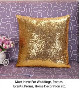 img 1 attached to 18X18-Inch Gold Sequin Pillow Case Throw Covers, Tablecloths, Runner For Birthday Decorations - ShiDianYi ~1102S