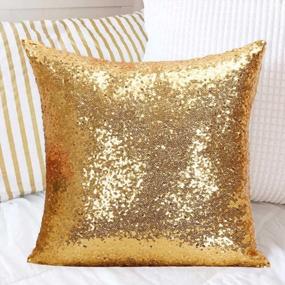 img 4 attached to 18X18-Inch Gold Sequin Pillow Case Throw Covers, Tablecloths, Runner For Birthday Decorations - ShiDianYi ~1102S