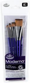 img 3 attached to Upgrade Your Painting Skills With Royal & Langnickel'S 5-Piece Moderna Brush Set; Perfect For All Mediums And Includes Wash, Angular, Filbert, Shader And Spotter Brushes.