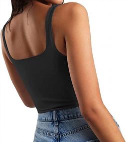 img 3 attached to GEMBERA Women'S Sleeveless Strappy Crop Tank - Sexy Form-Fitting Gym Top With Square Neckline And Stretchy Fabric