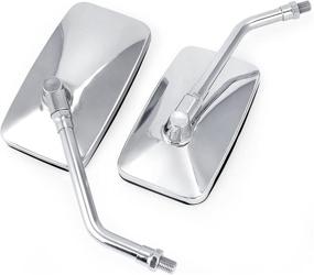 img 4 attached to 🔍 Surpassme 10MM Chrome Motorcycle Mirrors: Sleek Silver Rectangle Rearview Mirrors