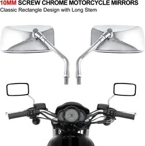 img 3 attached to 🔍 Surpassme 10MM Chrome Motorcycle Mirrors: Sleek Silver Rectangle Rearview Mirrors