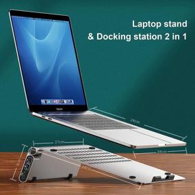 img 3 attached to XSOUL Laptop Stand with 6 in 1 USB C Hub: Adjustable & Portable Holder for 10 to 17 inch Laptops, 4K HDMI, 100W Power Delivery – Aluminum Foldable Stand with USB3.0 Ports