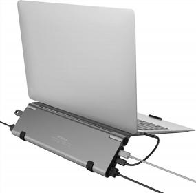 img 4 attached to XSOUL Laptop Stand with 6 in 1 USB C Hub: Adjustable & Portable Holder for 10 to 17 inch Laptops, 4K HDMI, 100W Power Delivery – Aluminum Foldable Stand with USB3.0 Ports