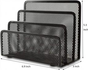 img 2 attached to Easepres Metal Mesh Desk Mail Organizer - Keep Your Office Space Tidy With 3 Vertical Upright Compartments And Small Letter Sorter - Set Of 2