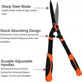 img 2 attached to Wavy Blade Hedge Shears With Steel Handles - Ideal Manual Clippers For Trimming Borders, Boxwood And Tall Bushes