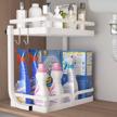 under sink organizer - adjustable height, 2 tier metal shelf storage baskets with hooks for bathroom & kitchen cabinet organization (white) logo