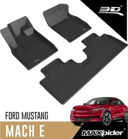 img 3 attached to 🚘 Custom Fit 3D MAXpider All-Weather Floor Mats for Ford Mustang Mach-E 2021 2022, Black - Kagu Series