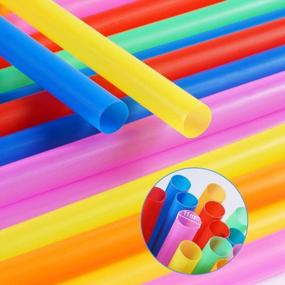 img 2 attached to 100 Pcs Jumbo Colorful Disposable Wide-Mouthed Smoothie Straws - Large Size.