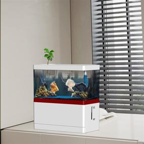 img 1 attached to Betta Fish Tank, Insputer 1.5 Gallon Mini Aquarium Fish Bowl with Filter, LED Light, and 🐠 Hydroponic Plants Basket for Office, Home, and Business Desks - Enhance Your Decor and Create a Serene Environment