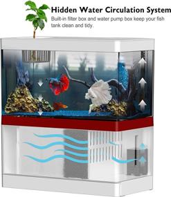 img 3 attached to Betta Fish Tank, Insputer 1.5 Gallon Mini Aquarium Fish Bowl with Filter, LED Light, and 🐠 Hydroponic Plants Basket for Office, Home, and Business Desks - Enhance Your Decor and Create a Serene Environment