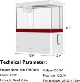 img 2 attached to Betta Fish Tank, Insputer 1.5 Gallon Mini Aquarium Fish Bowl with Filter, LED Light, and 🐠 Hydroponic Plants Basket for Office, Home, and Business Desks - Enhance Your Decor and Create a Serene Environment