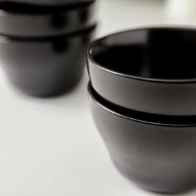 img 2 attached to Set Of 6 Selamica Ceramic Small Bowls - 8Oz Bouillon Cups For Dessert, Soup, Coffee Cupping & More - Microwave & Dishwasher Safe (Black)
