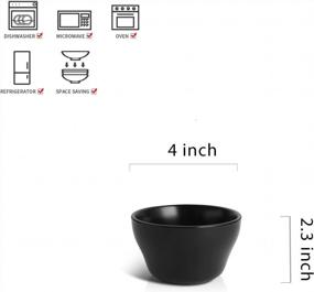 img 3 attached to Set Of 6 Selamica Ceramic Small Bowls - 8Oz Bouillon Cups For Dessert, Soup, Coffee Cupping & More - Microwave & Dishwasher Safe (Black)