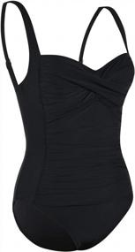 img 1 attached to Women'S One Piece Swimsuit Front Twist Tummy Control Retro Monokini Bathing Suit