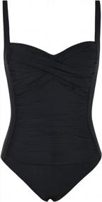 img 2 attached to Women'S One Piece Swimsuit Front Twist Tummy Control Retro Monokini Bathing Suit
