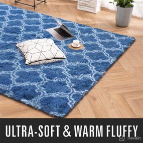 img 1 attached to 🎄 Premium Silky Smooth 5ft x 8ft Light Navy Shag Area Rug for Christmas Home Decor, Bedroom, Living Room, Nursery, and Playroom