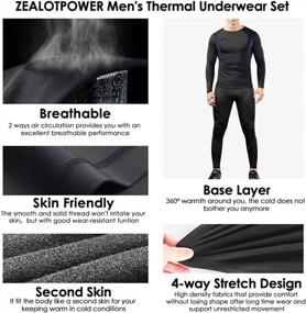 img 1 attached to Stay Warm This Winter With Men'S Thermal Underwear Set - Perfect For Skiing And Running
