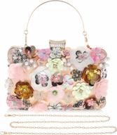 floral clutch purse for women, rose nude sequin handbag ideal for weddings, proms, banquets, and parties logo